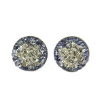 Sterling Silver Studs Violet & White Rhinestone