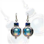 Sterling Silver & Iridescent Moonstone Amethyst Earrings