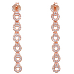 Rose Gold on Sterling Silver Faceted CZ Drop Earrings