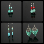 Mixed Turquoise Beads Dangle Earrings