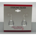 Liquidation Sterling Silver Striped Open Tear Drop Earrings