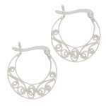 Sterling Silver Wrapped Wire Filigree Scroll Hoop Earrings