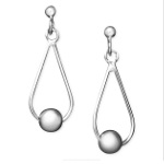 Sterling Silver Teardrop Loop & Ball Dangle Earrings