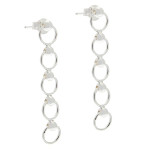 Sterling Silver Ball & Circle Loop Chain Dangle Earrings