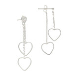 Sterling Silver Open Hearts on Chain Dangle Earrings