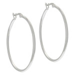 Sterling Silver Tube Hoop Saddleback Earrings ~ 1 1/4"