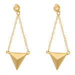 14K Gold over Sterling Silver Vermeil Art Deco Triangle Earrings