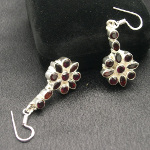 Artist-Crafted Sterling Silver & Floral Garnet Cluster Earrings