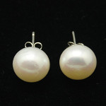 Rhodium Plated Sterling Silver Freshwater Pearl Stud Earrings