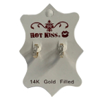 Hot Kiss 14K Gold Filled Inset 3 CZ Hoop Earrings