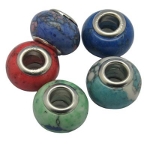 Mixed Genuine Gemstone European Bracelet Beads