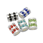 Silver Tone Tube Spacers with Rhinestone Accents