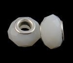 Faceted Crystal European Bead ~ Milk Glass