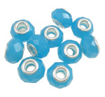 Faceted Crystal European Bead ~ Opaque Blue