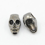 Pewter Tone Skull Halloween European Bracelet Spacer Bead