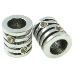 Tibetan Silver Ribbed Barrel Spacer Bead Rhinestone ~ Citrine