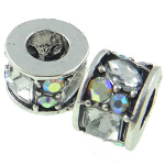 Tibetan Silver Iridescent AB Rhinestone European Spacer Bead