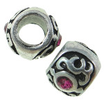 Tibetan Silver Gothic Filigree & Fuchsia Rhinestone Spacer Bead