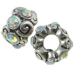 Tibetan Silver Swirl Mystic Iridescent AB Rhinestone Spacer Bead