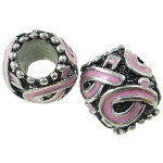 Tibetan Silver Enamel Breast Cancer Awareness Ribbon Spacer Bead