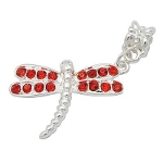 Mixed Silver Tone Rhinestone Studded Dragonfly Charm Beads
