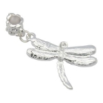 Mixed Silver Tone Rhinestone Studded Dragonfly Charm Beads