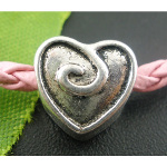 Tibetan Silver Heart European Spacer Bead Relief Swirl