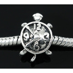 Tibetan Silver Figural Clock Turtle European Spacer Bead