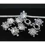 Tibetan Silver Figural Clock Turtle European Spacer Bead