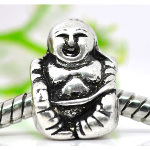 Tibetan Silver Figural Buddha European Spacer Bead