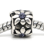 Tibetan Silver Purple Rhinestone Flower Blossom Spacer Bead