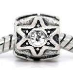 Tibetan Silver Rhinestone Star Stopper European Spacer Bead
