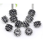 Tibetan Silver Large High-Relief Beaded European Spacer Bead
