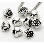 Tibetan Silver Stylized Rose Blossom European Spacer Bead
