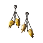 Maria Oiticica Bronze Metal Yellow Seed Pod Dangle Earrings