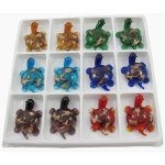 Mixed Hand-Crafted Murano Art Glass Turtles with Venetian Gold