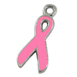 Breast Cancer Awareness Pink Enamel Ribbon Charm
