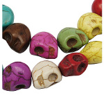 Strand of 32 Faux Turquoise Halloween Skull Beads