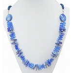 Modern Blue Shell & Faux Pearl Beaded Necklace