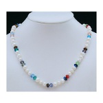 Freshwater Pearl & Multi-Colored Crystal Bead Necklace