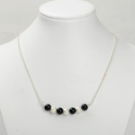 Silver Tone Black & Stardust Silver Bead Necklace