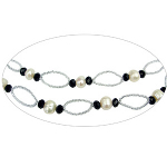 47" Long Freshwater Pearl Faceted Crystal & Seed Bead Necklace