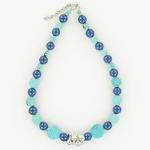 NKL-144b Turquoise & Cobalt Blue Luster Bead Adjustable Necklace