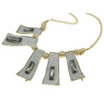 Vintage Style Glitz Gold Tone Rhinestone Sparkle Necklace