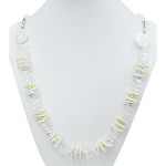 Modern White Shell & Faux Pearl Beaded Necklace