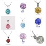 Mixed Austrian Crystal Ball on Silver Tone Chain Necklaces