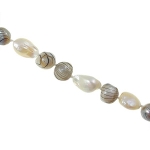 Freshwater Potato Striped Pearl Bead Necklace Black & White