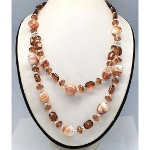 Two Strand Mottled Glass & Faceted Acryclic Bead Necklace