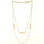 Silver Tone Pink Faceted Crystal Bead Endless Chain Necklace
