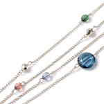 Retro Style Spaced Faceted Glass Bead Silver Tone Necklace